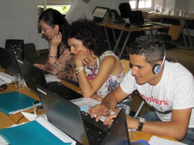 Part of the group working hard on the editing process Part of the group working hard on the editing process