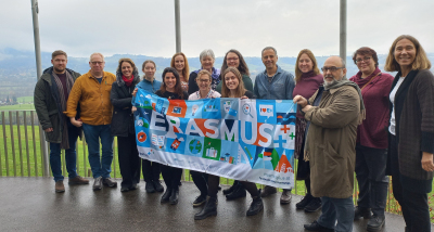 picture of partners with Erasmus+ banner in Schlierbach, Austria