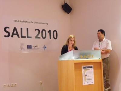 Cara Roche and Jim O'Sullivan presenting the Irish schools experience in Patras, Greece Cara Roche and Jim O'Sullivan presenting the Irish schools experience in Patras, Greece