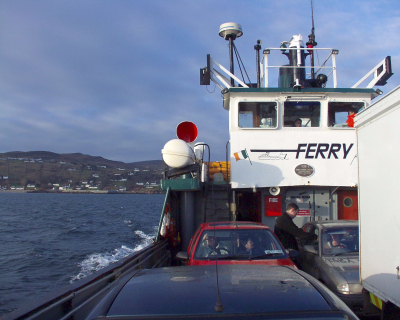 Ferry on its way to an island Ferry on its way to an island