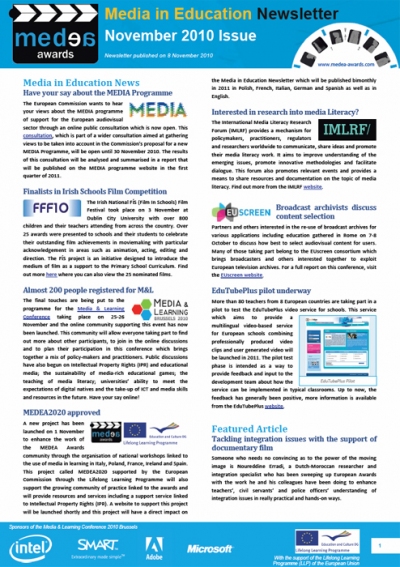 November issue of Media in Education Newsletter November issue of Media in Education Newsletter