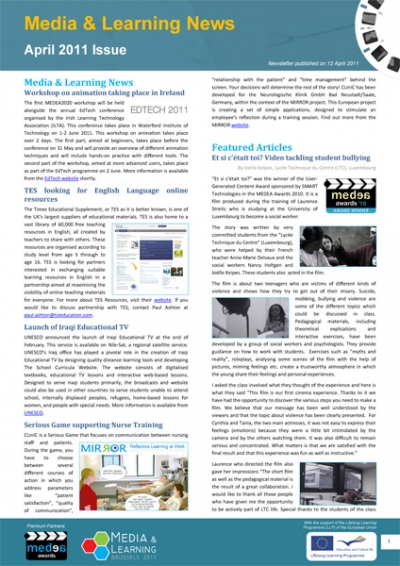 April 2011 issue of Media & Learning News