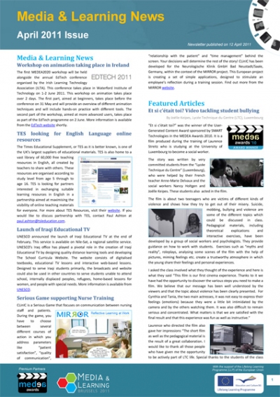 April 2011 issue of Media & Learning News April 2011 issue of Media & Learning News