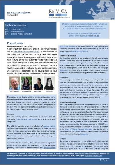July/August Edition of Virtual Campus Newsletter