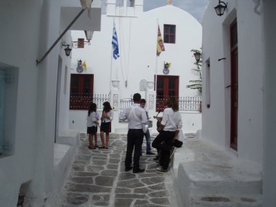 on the streets of Mykonos