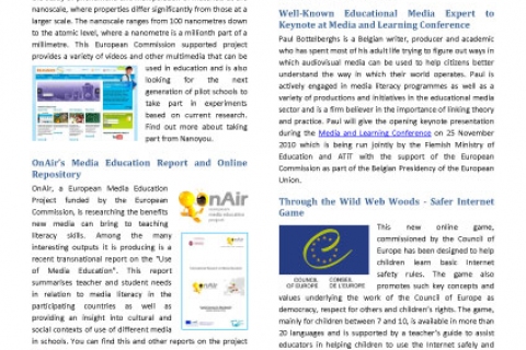 Media in Education Newsletter July Issue Screenshot of first page