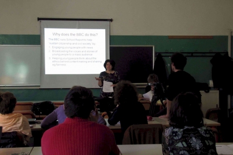 Helen Shreeve, BBC Schools Report speaking at workshop