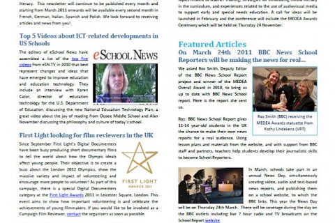 Front page of Media & Learning News